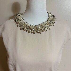 Elegant Pearl and Silver Beaded Betsy Johnson Dress